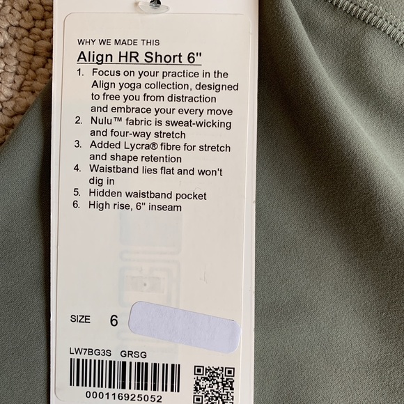 Lululemon Grey Sage Align shorts 6” - Picture 4 of 5